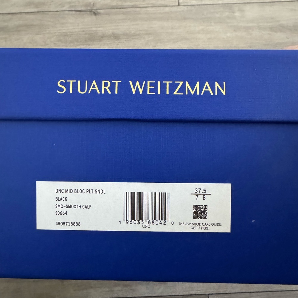 Stuart Weitzman Black Sandals in Blue Box